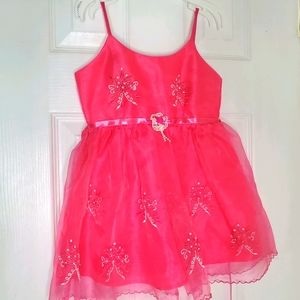Hot pink party dress, chiffon, sequin, bead dress